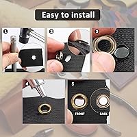 Vista 3 de Litoexpe Ojales Pequeños de 1.5MM, 200 Piezas, Ojales Autoadhesivos para Núcleos de Cuentas, Ropa, Cuero, Lona (Latón Antiguo)