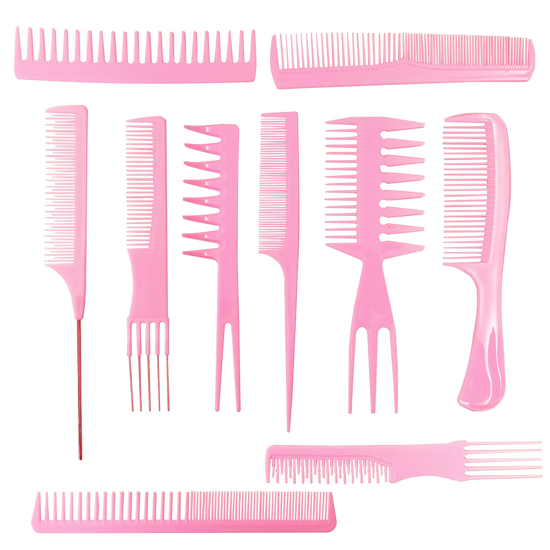 10 Pcs Professional Styling Comb Set - Coarse and Fine Toothed Pick Combs for Hairstyling