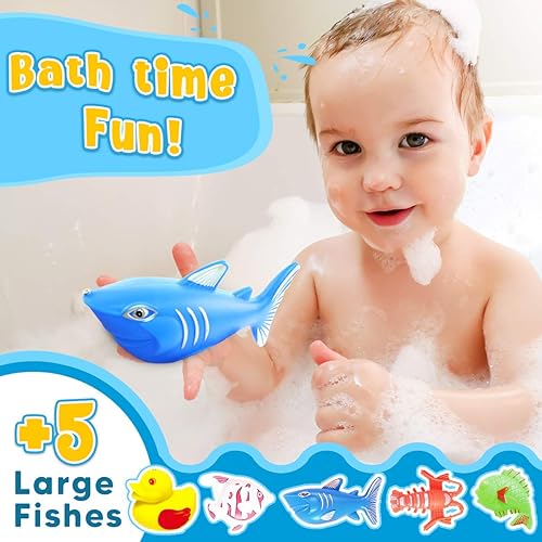Miniatura 5 de GoodyKing - Juego de pesca magnético para niños, juguete de baño de agua para fiestas de carnaval en interiores y exteriores, para niños de 3, 4, 5,