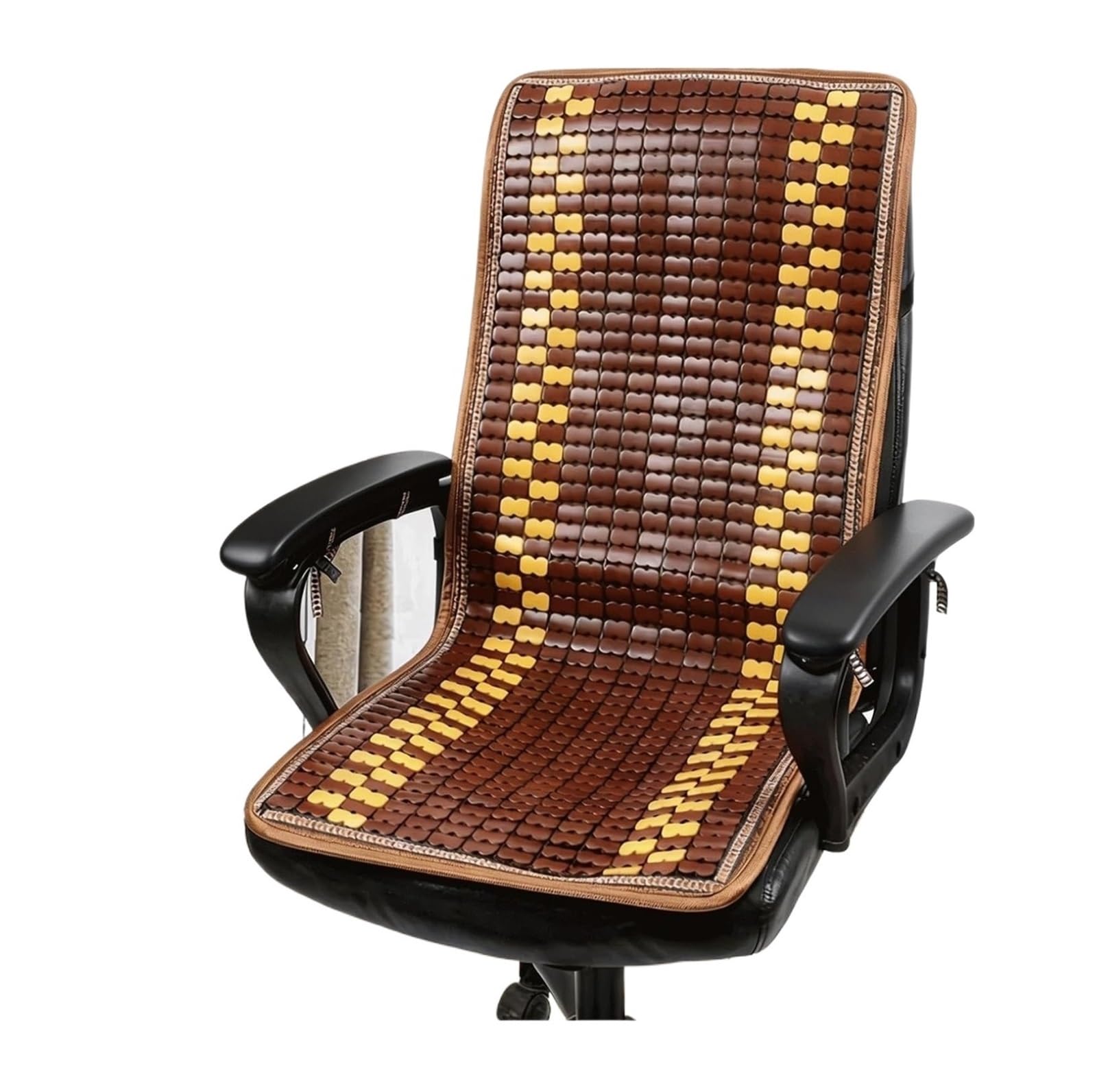 QCKNKMGG Cooling Bamboo Cushion Mat, Bamboo Cooling Chair Mat With Buckle Multicolor Multiple Sizes(Yellow Brown,50cm (W) x 110cm (L))