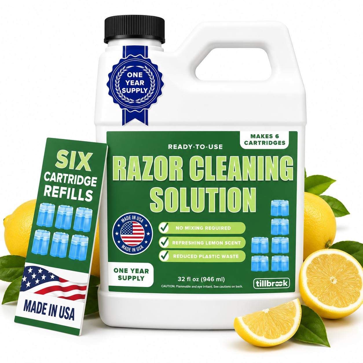 Razor Cleaner, 1-Year Supply, Ready-to-Use Refill for Braun Clean and Renew
