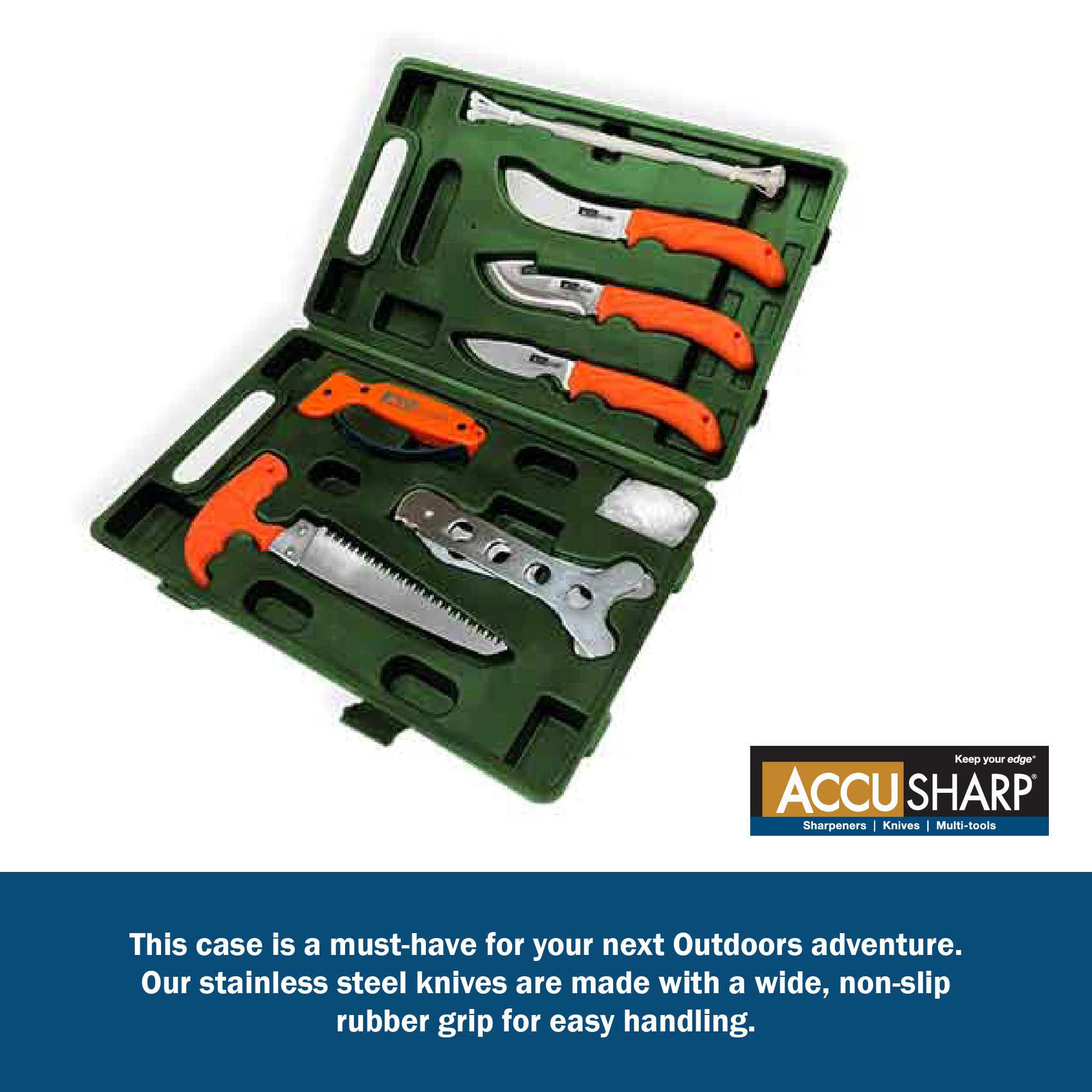 AccuSharp 9Piece Hunting Knife Set w/ Case Includes Butcher knife