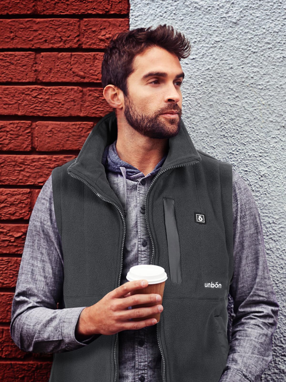 UNBON Gilet Riscaldato Uomo con Batteria USB 10000mAh, Giubbotto Riscaldato Uomo con 3 Temperatura 6 Zone di Calore, Gilet Riscaldante Pile Elettrico, Giacca Riscaldata per Moto Caccia