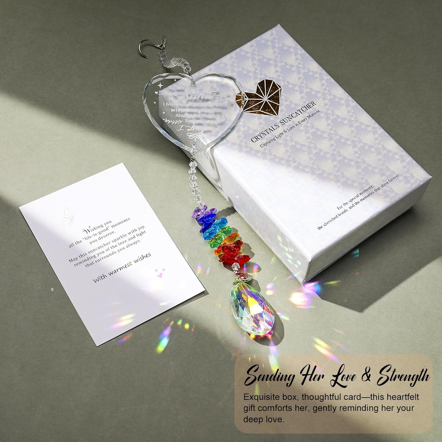 Sister Gifts,Sisters Gifts from Sister,Crystal Suncatcher for Sister Birthday with Heart Prism-Rainbow Maker Sun Catcher for Windows Hanging Decor - Image 4