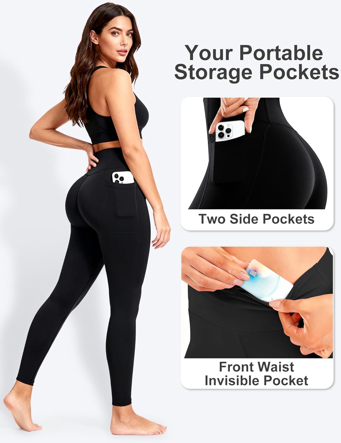 Bluemaple Leggings with Pockets for Women-High Waist Soft Yoga Pants,Tummy Control Workout Running Yoga Leggings for Women - Image 5