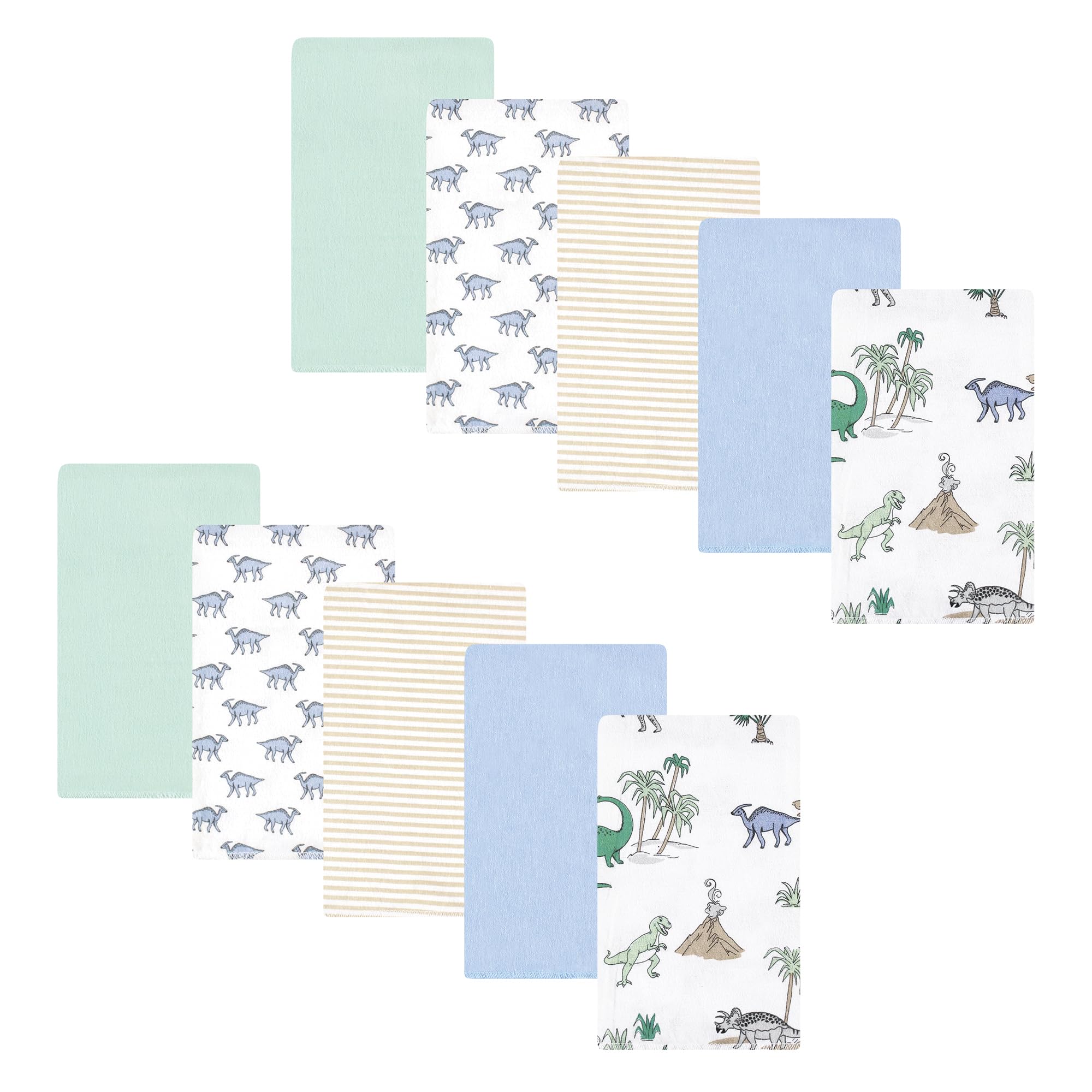 Hudson Baby Unisex Baby Cotton Flannel Burp Cloths 10-Pack, Boy Dino World, One Size