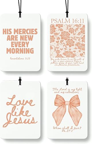 Miniatura 12 de Coquette - Ambientador cristiano para automóvil, 4 unidades, retro verde salvia, ambientador colgante religioso para autos, armario, cajón, libros,