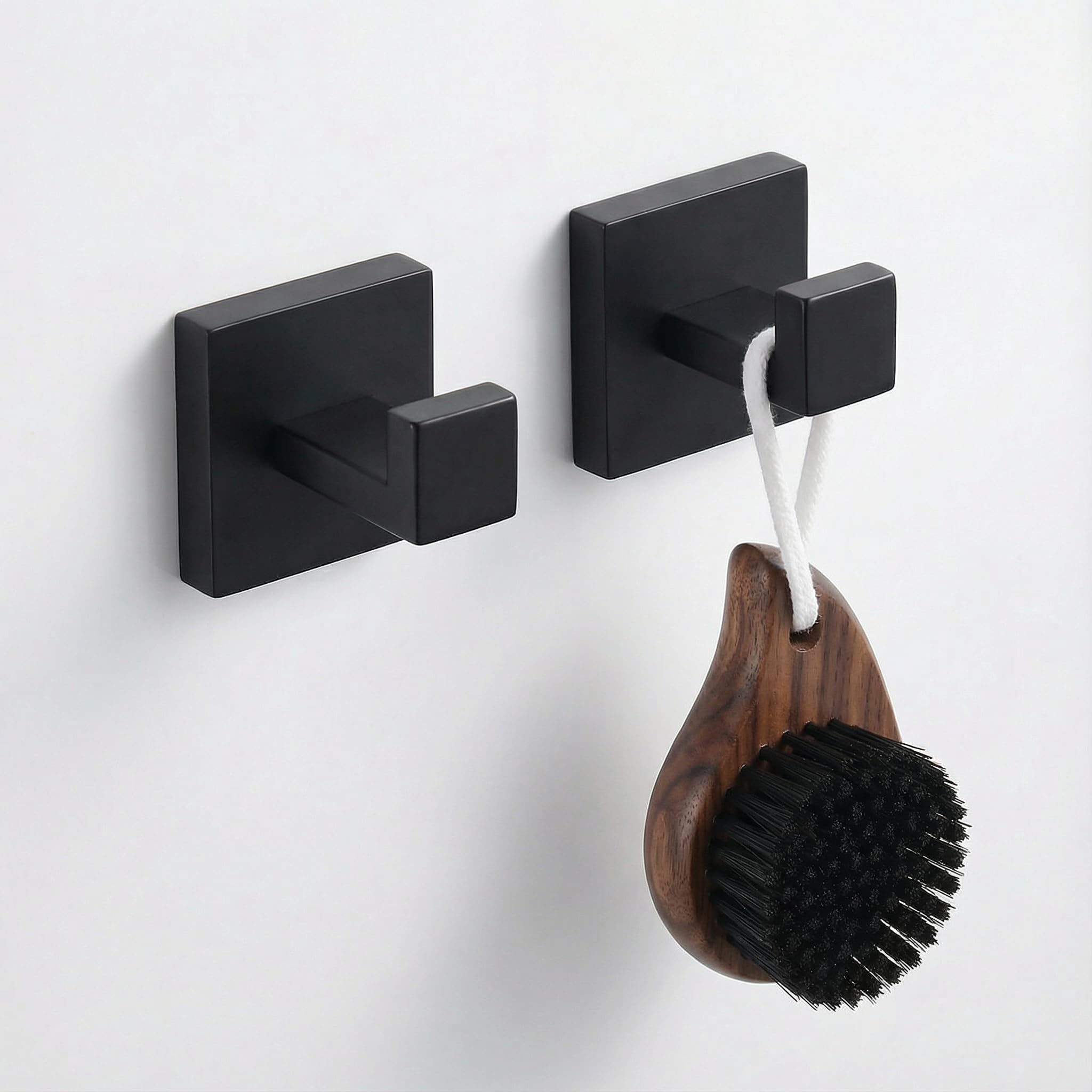 Handtuchhaken für Badezimmer, 2 Packungen, mattschwarz, SUS304 Edelstahl, robuste Badezimmer-Haken für Badetuch, Mantel, Badezimmer, Wand, Wohnzimmer, Schlafzimmer, Küche