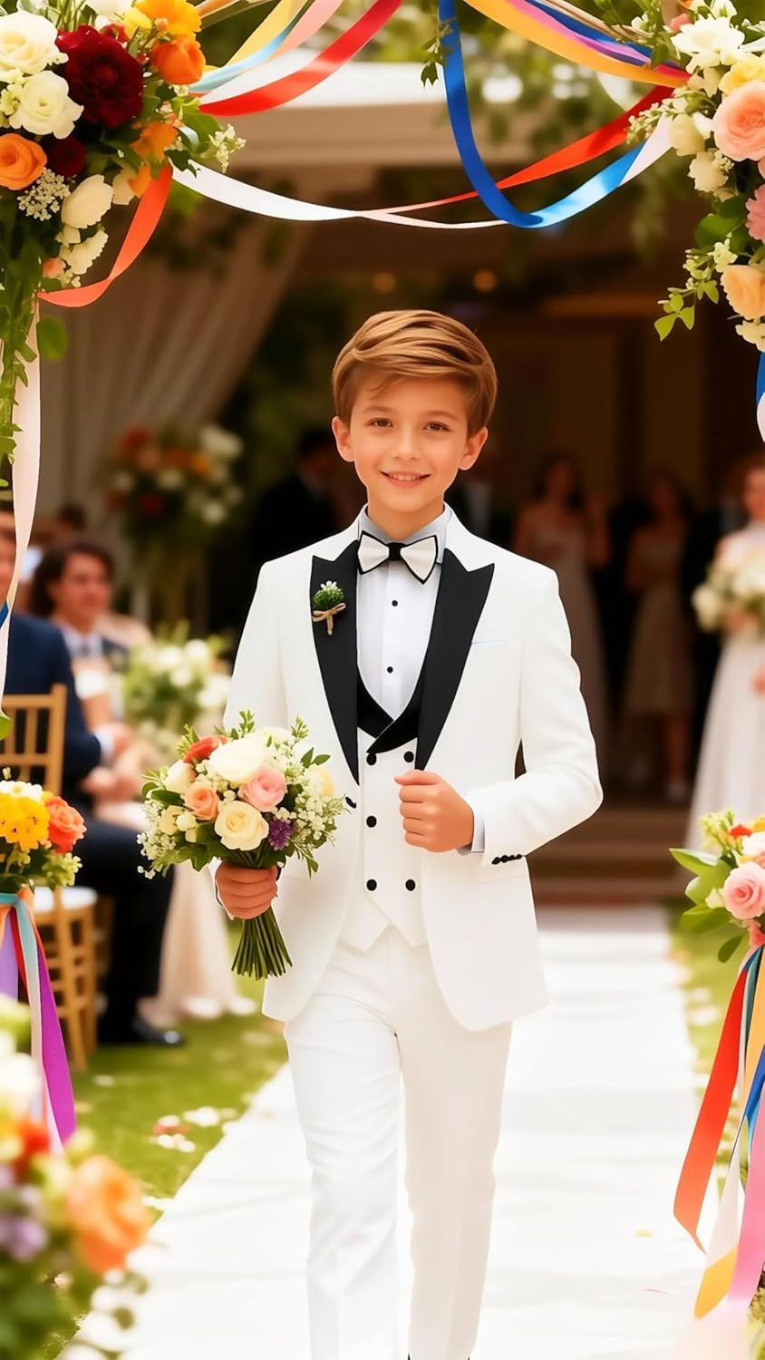 Boys Formal Suits Wedding Ring Bearer Outfit Toddler Communion Tuxedos Easter Party Suit Set for Kid Dinner Party Dresswear