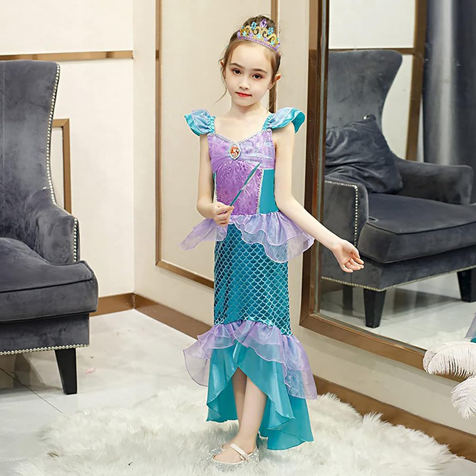 2 Pezzi Cerchietti per Capelli Bambini, Cerchietti di Glitter, Cerchietti Glitter per Capelli, Plastica Princess Tiara Hairband per Carnevale, Festa a Tema, Giochi Travestimento (Oro, Viola)