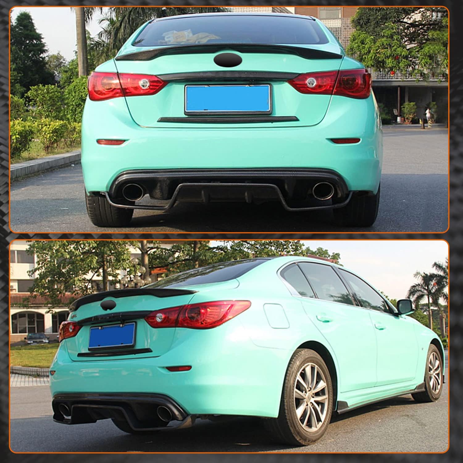 Carbon Fiber Rear Diffuser Fits for Infiniti Q50 2014-2016 CF Lower Bumper Lip Spoiler Body Kit