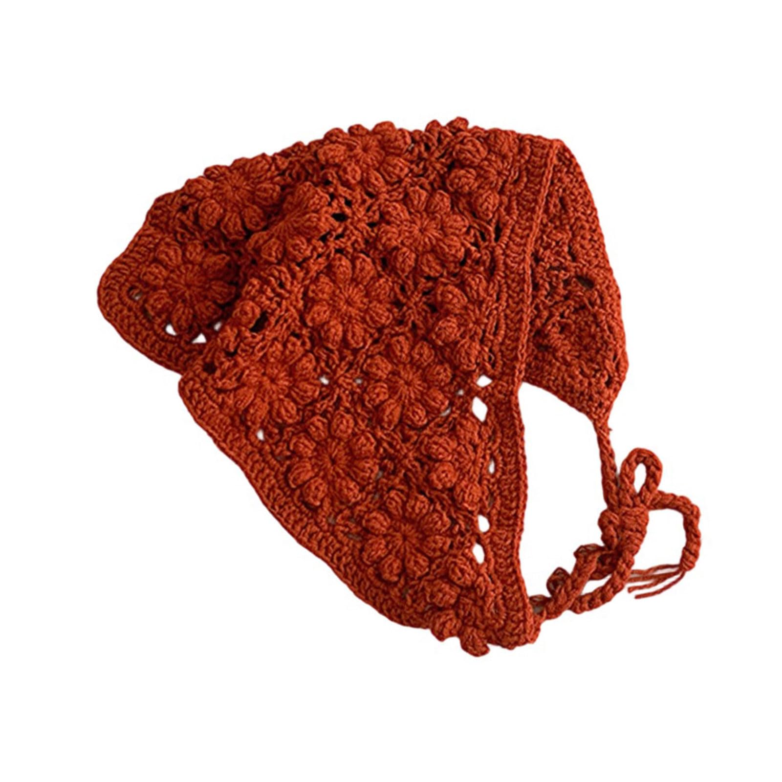 Classical Crochet Baby Bandana Hair Scarf Double Purpose Head Wrap Headwear Soft Texture Hairband for Newborns Girls Vintage Hairband for Infants