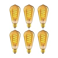 Amazon Basics Lampadina LED vintage E27, in vetro ambrato