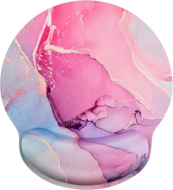 HAOCOO Ergonomic Mouse Mat Wrist Rest Support, Gel Mouse Pad with Non-Slip Rubber Base Mousepad, Wrist Rest Mousemat for Laptop Computer Home Office Working Pain Relief (Pink Watercolor)