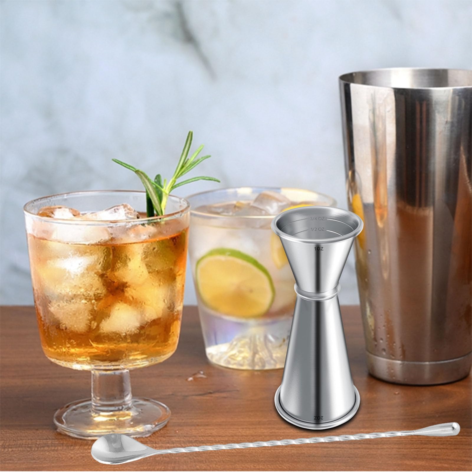 Measuring Jigger & Mixing Spoon Set, Cocktail Jigger for Bartending,Bell Jigger with 1oz and 2oz Measuring Marks, Cocktail Measuring Jigger with Cocktail Spoon,Cocktail Mixing Spoon,bar Mixing Spoon — Amazon image 8
