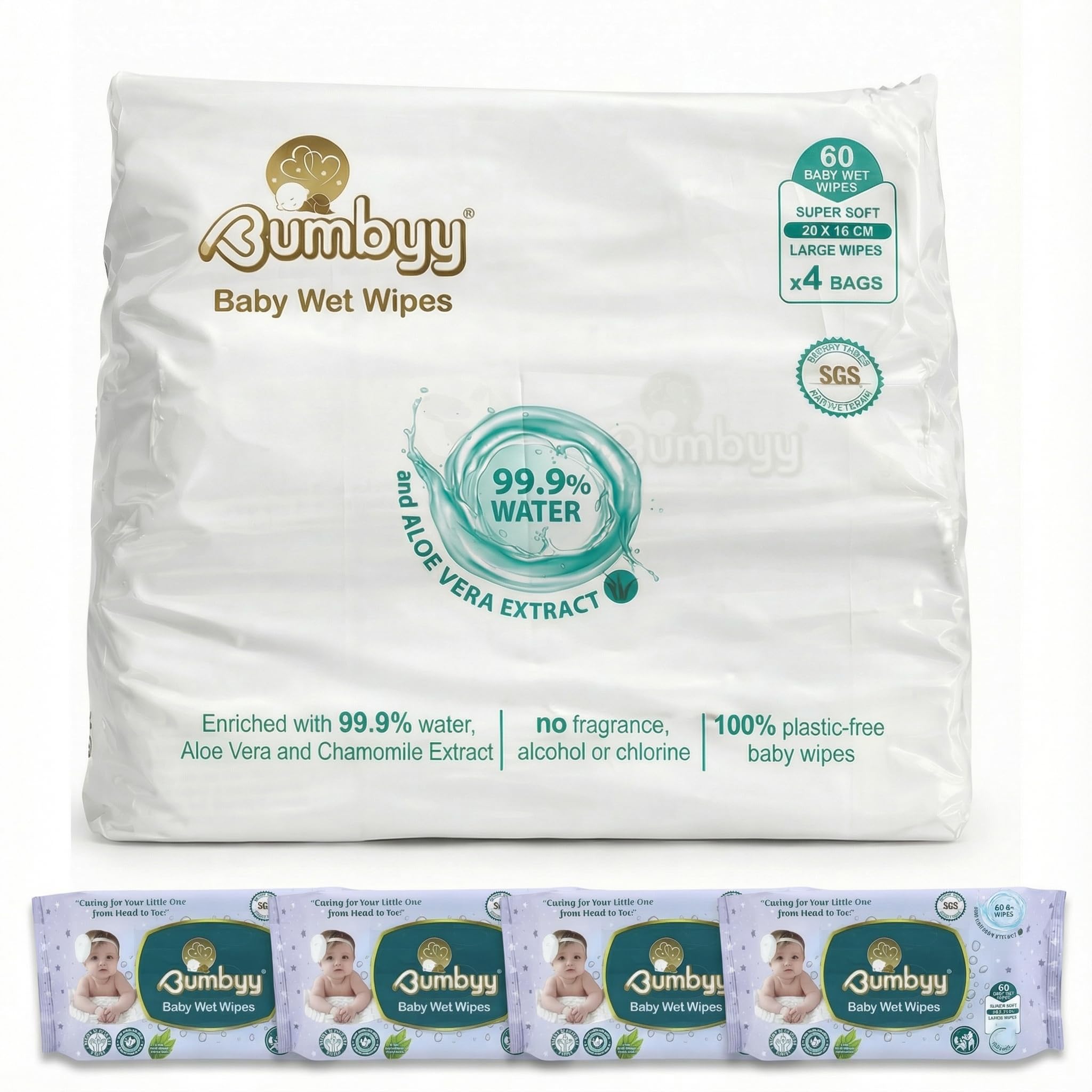 Baby Wipes Multipack 240 Count Wet Sheets, Sensitive Unscented baby Wet Wipes with 99.9% Water, Biodegradable Plastic Free