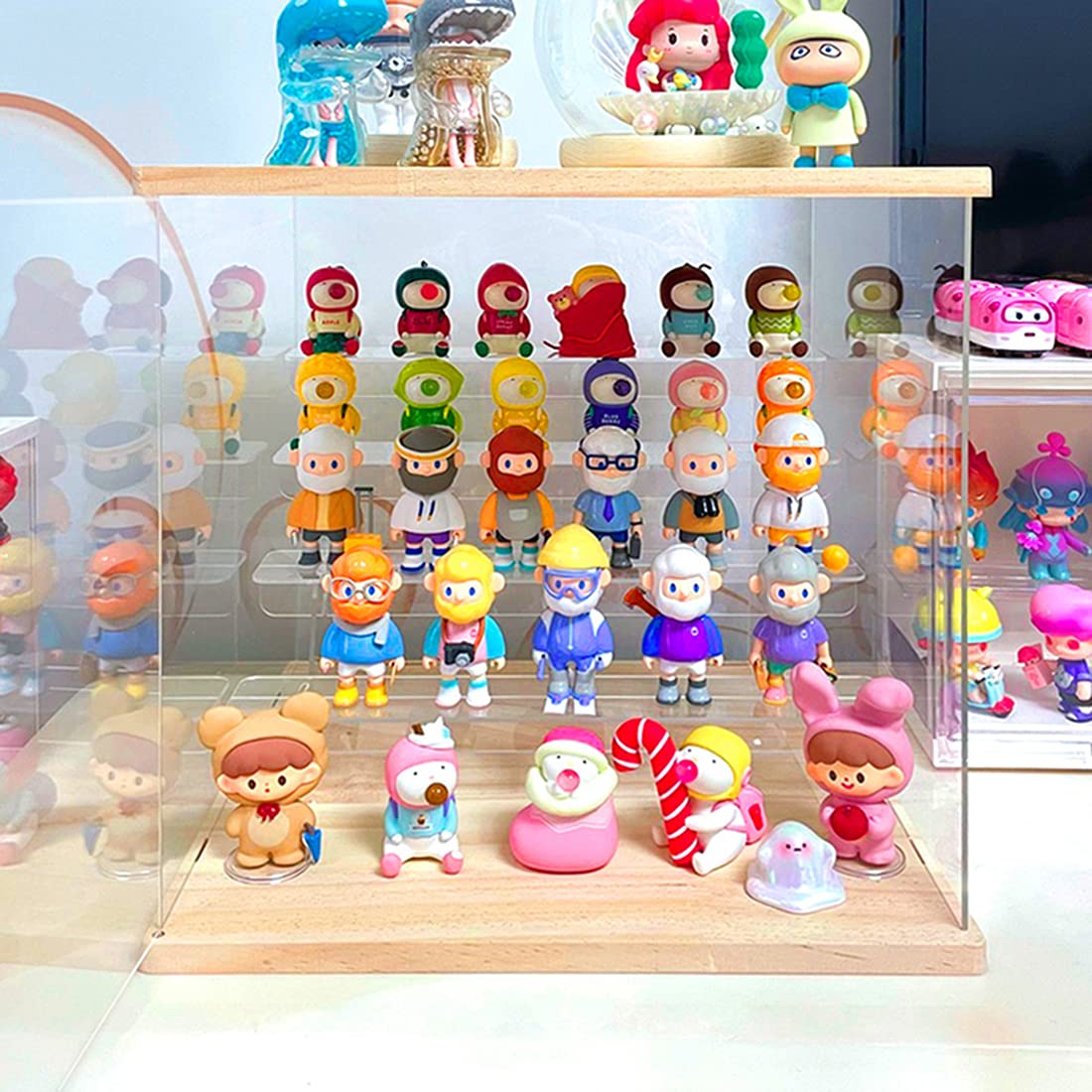 Vitrine pour Collection, 5 Niveaux Vitrine Acrylique Transparente avec Porte et Marches, Plexiglas Boite de Rangement Anti-Poussière pour Funko Pop, Figurines, Maquette, 32x30x32,5 cm