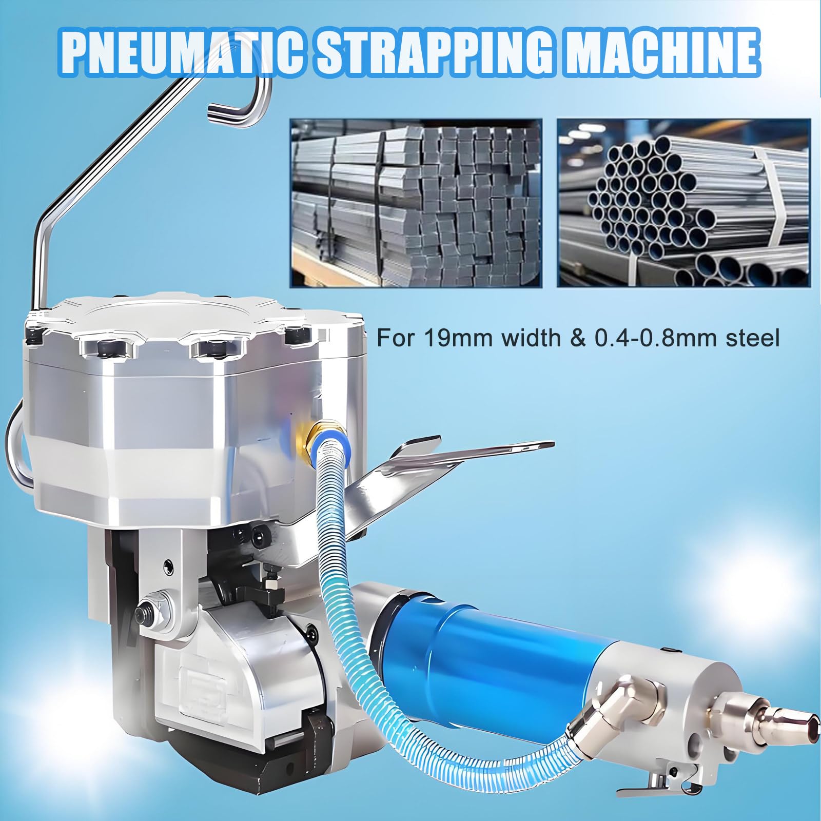 Pneumatische Stahl-Umreifungsmaschine mit hoher Spannung und Klemmkraft für Industrieverpackungen