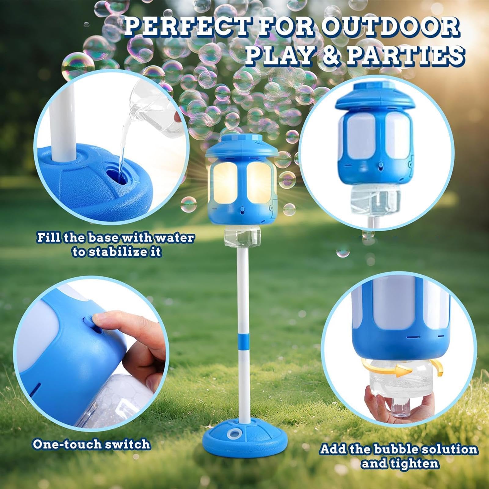 Bubble Tower Toy Regulowana Wysokość Dmuchawa Automatyczna Działanie Zewnętrzna Lampa Uliczna Muzyka Akcesoria Do Ogrodów Zabawna Dekoracja