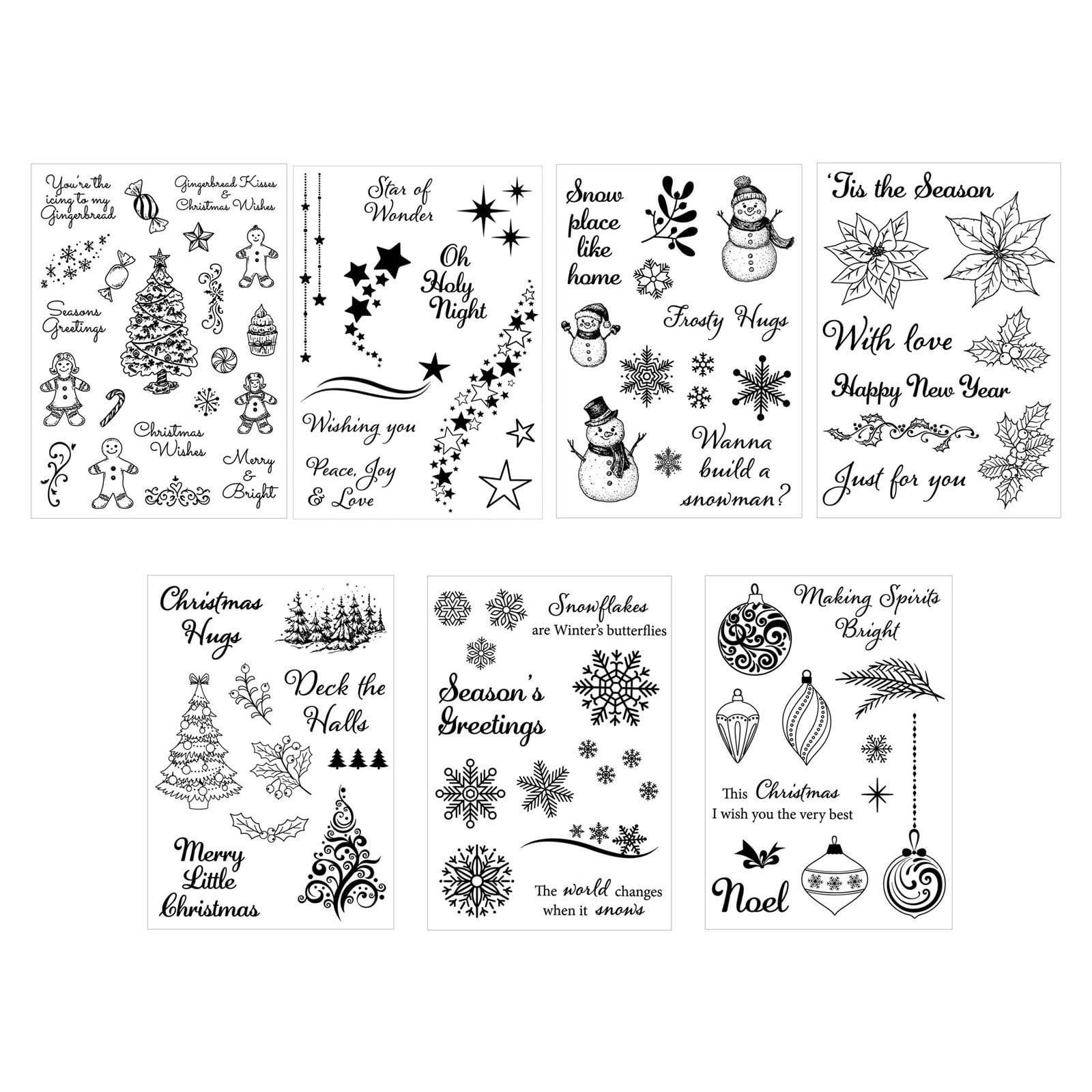 Kalttoy 7Pcs Christmas Snowflakes Stamper Clear Silicone Stamper for Journal Card Making Photo Album Scrapbooking Embellishments Christmas Stamp Sets for Card Making
