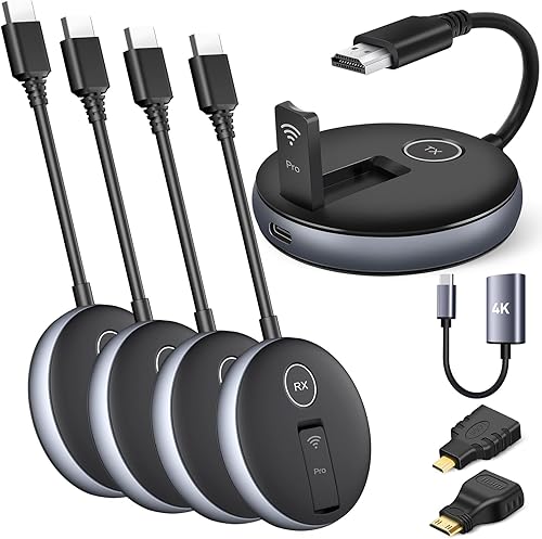 Miniatura 10 de HDMI inalámbrico un transmisor y dos receptores, expansión simultánea inalámbrica de múltiples televisores, 164.0 ft165 pies, 5.8 G2.4G 60 Hz, Plug