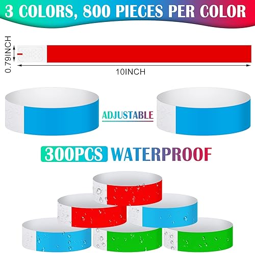 Miniatura 2 de Tudomro 300 pulseras de papel para eventos, impermeables, de neón, pulseras de identificación de conciertos, bandas de mano, eventos, pulseras
