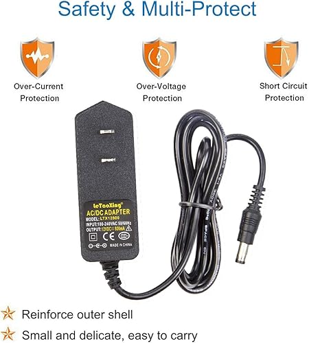 Miniatura 4 de COOLM Adaptador de fuente de alimentación AC DC 12V 800mA 12 voltios 0.8 amperios 0.8A 0.217 in x 0.098 in cargador de transformador reemplazar