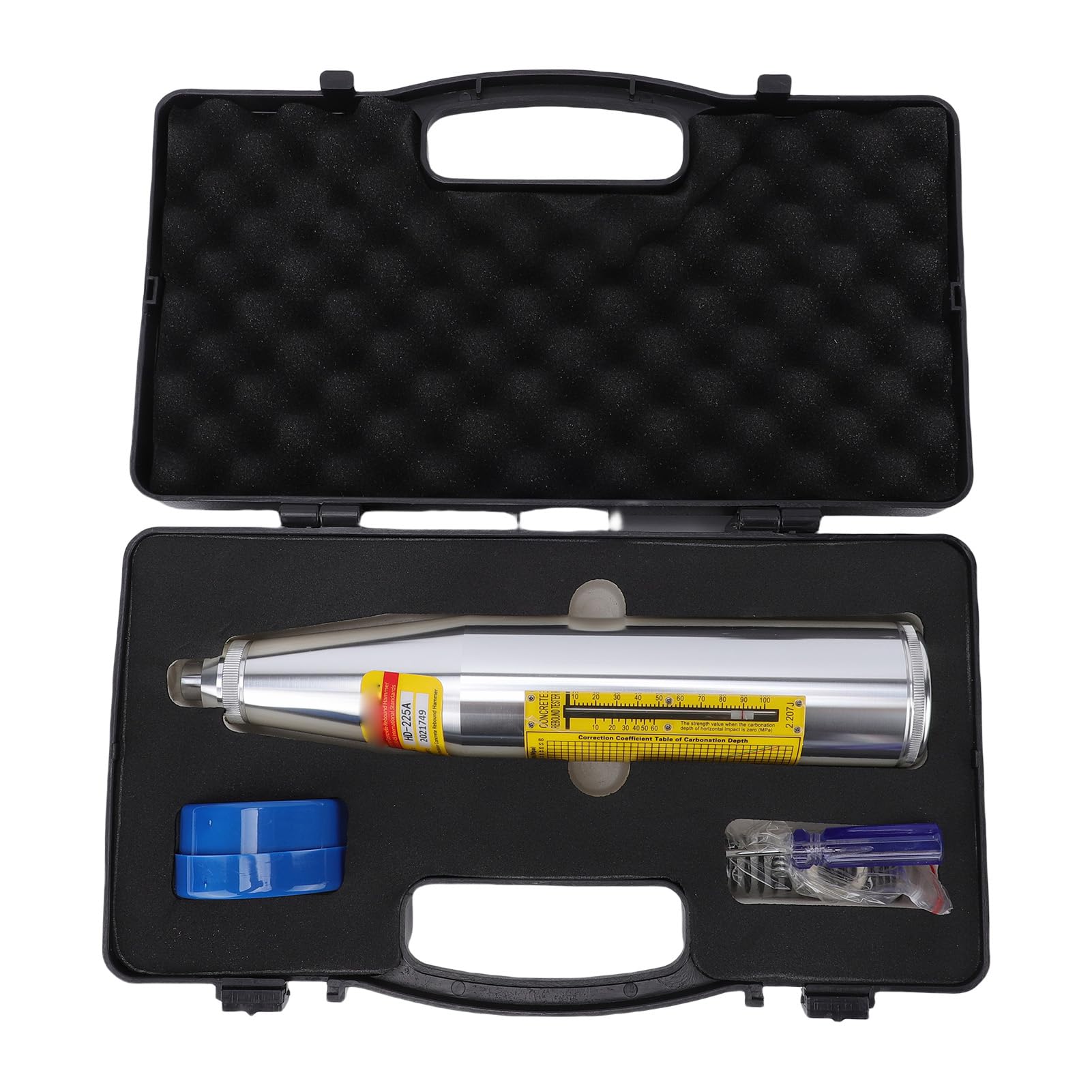 Fafeicy Młotek Odbijający Tester Wytrzymałości Betonu ze Stali Nierdzewnej 80 Plus 2 Kalibracja Rezyliometr Mechaniczny o Skoku 75 Mm dla Inżynierów Nadzoru Budowlanego i Testowania na Miejscu