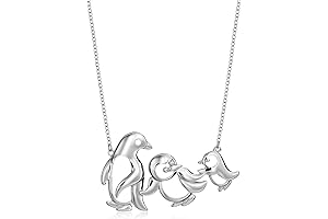 Sterling Silver Penguin Family Necklace, 18"