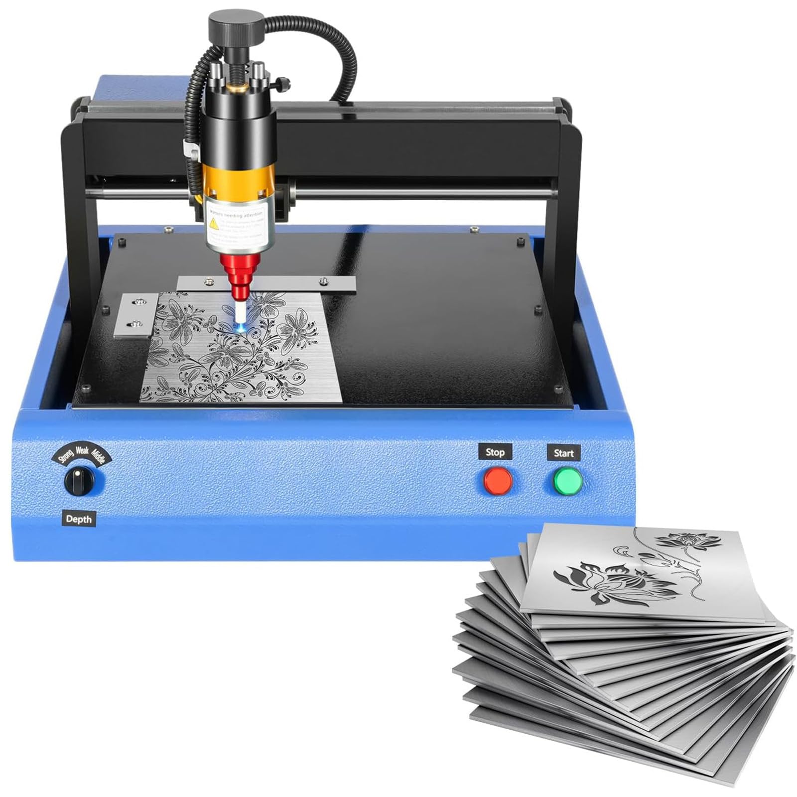 Macchina elettrica per marcatura Metalli da 400 W, Strumento per marcatura di targhette, velocità di 50 mm/s, per targhette industriali, targhette identificative, lamiere d'Acciaio