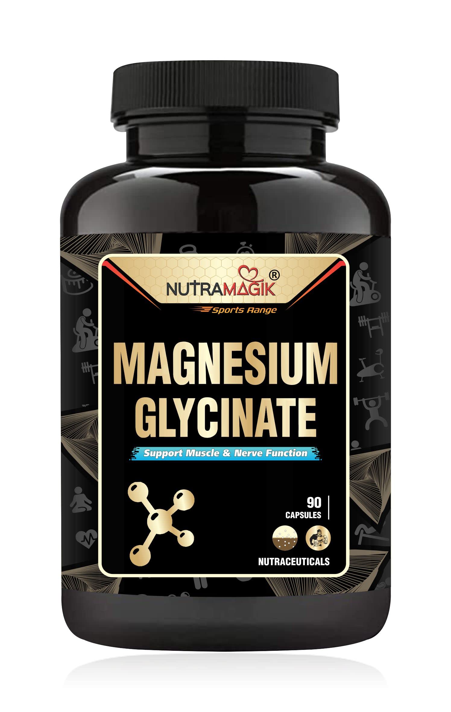 Magnesium Glycinate Supplement Supports Healthy Muscle Nerve and Sleep Health - 90 Capsules