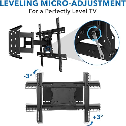 Miniatura 7 de Mount-It! Soporte de pared para TV de movimiento completo con brazos articulados duales, soporte universal de pared para TV de 32, 42, 50, 55, 60,