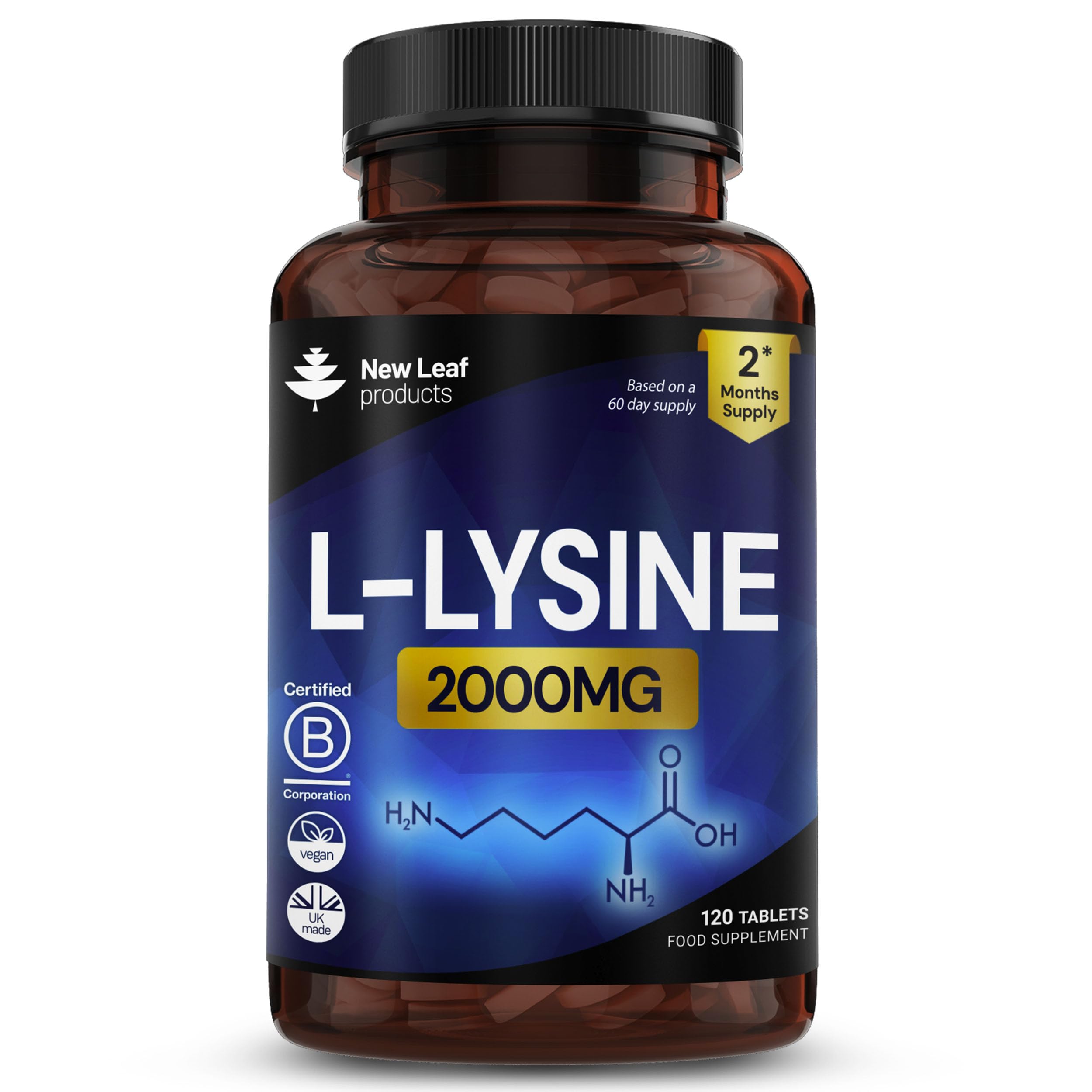 L-Lysine Tablets 2000mg - High Strength 120 Tablets