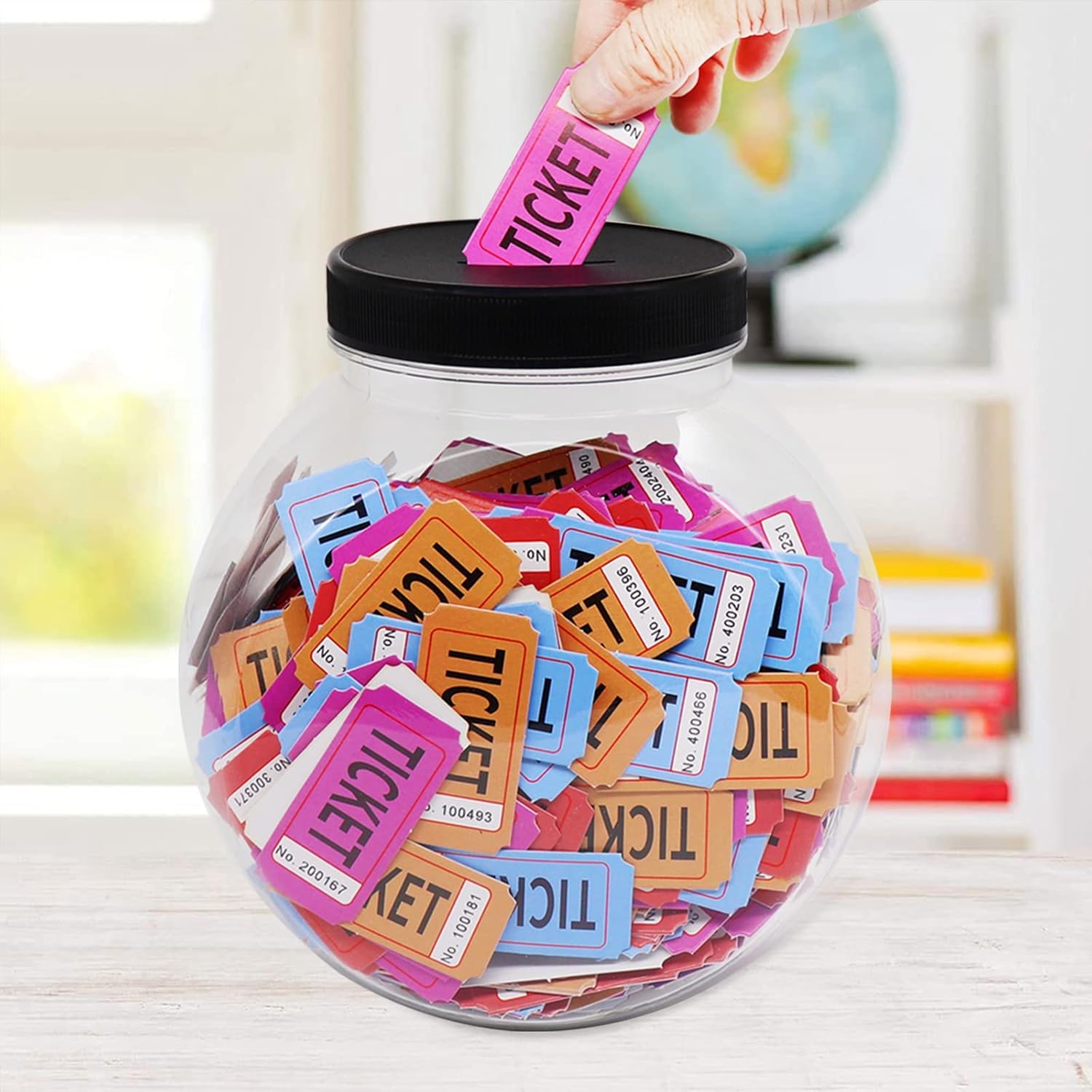 Mczcent Large Coin Bank Jar, Big Clear Plastic Coin Money Tip Change Saving Piggy Jar with Silver Slotted Lid - Image 5