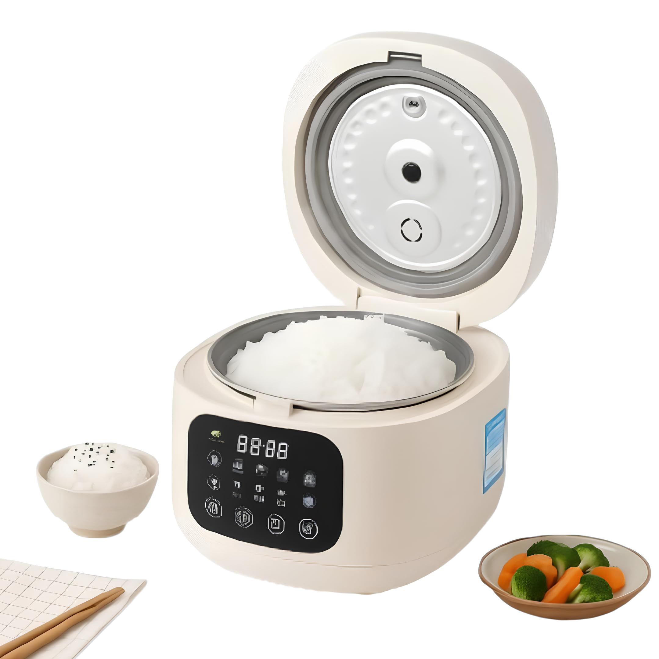 XVersion 3L Low Sugar Rice Cooker with Steamer – Smart Multi Cooker for Rice, Soup, Stew & Cake – Timer, Reservation & Keep Warm - Electric Rice Maker for Home/Kitchen/Family (Cream, 3L)