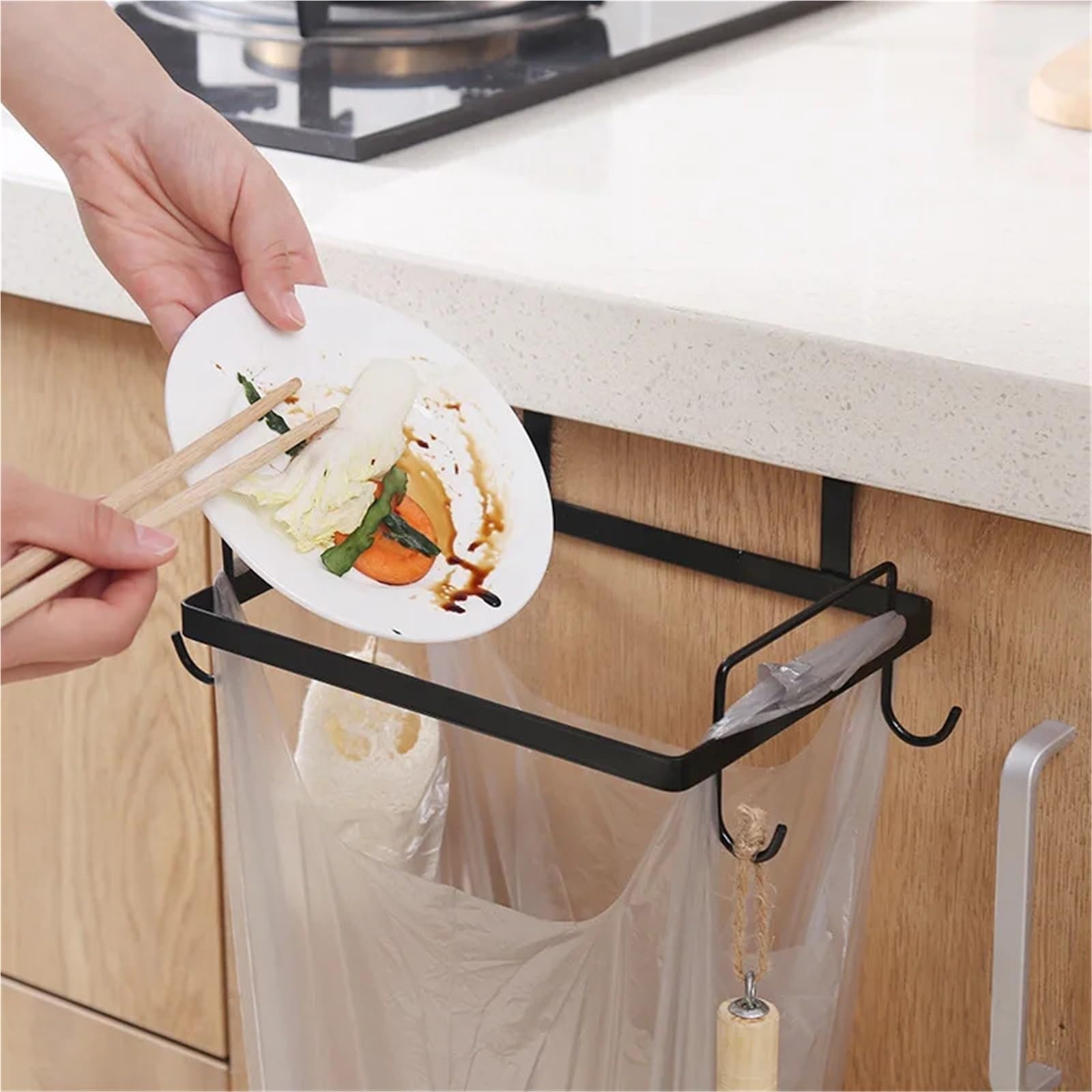 Soporte para Bolsas De Basura Colgador de Bolsa de Basura for Cocina, Estante de Basura de Metal, Colgador de Puerta de Armario, Accesorios de Almacenamiento for Basura, 2 uds.