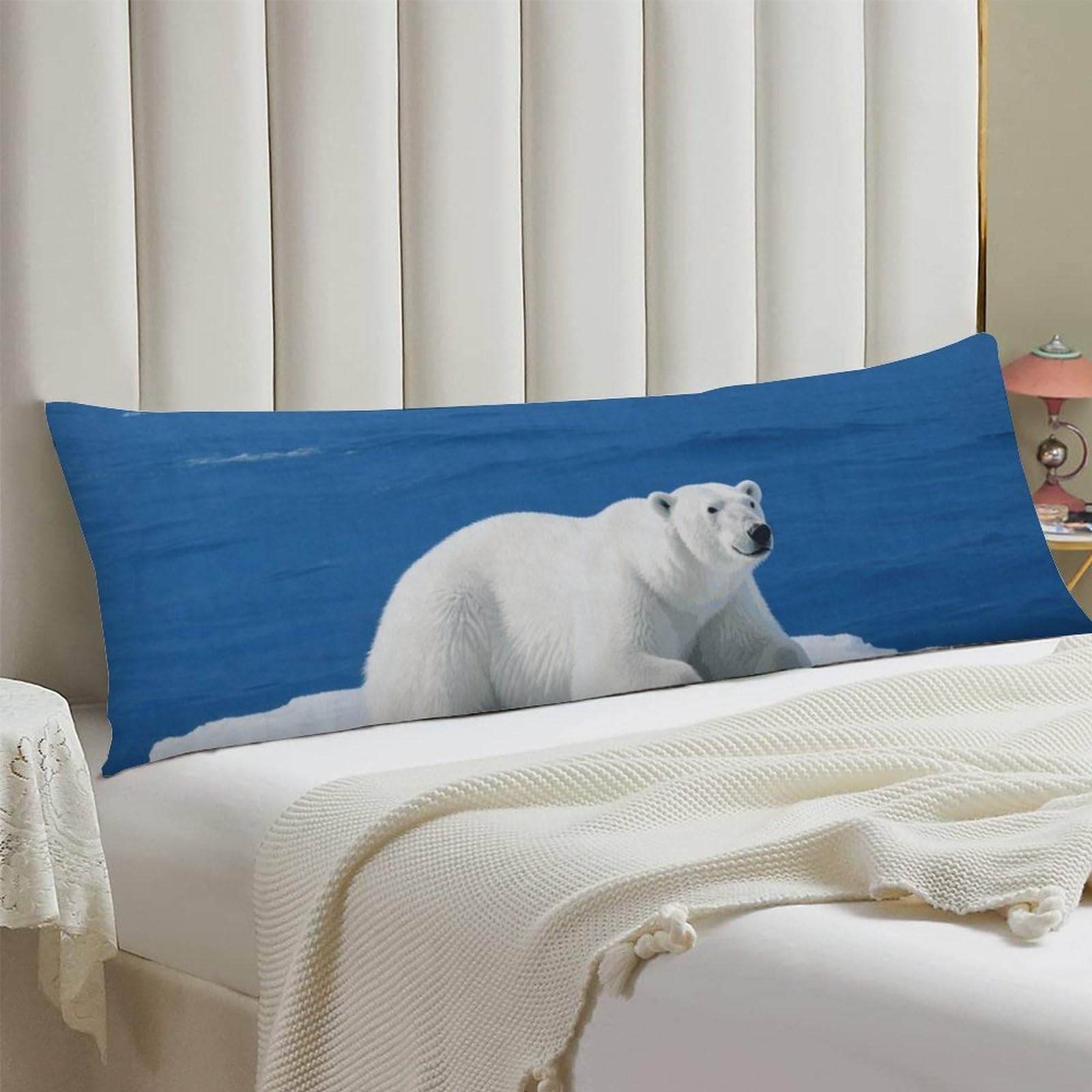 Body Pillow Cover 20x54 Long Pillow Case with Invisible Zipper Breathable Microfiber White Polar Bear on Ice Pillowcase Soft Cozy Protector for Bedroom Couch Sofa Bed Home Decor All Seasons