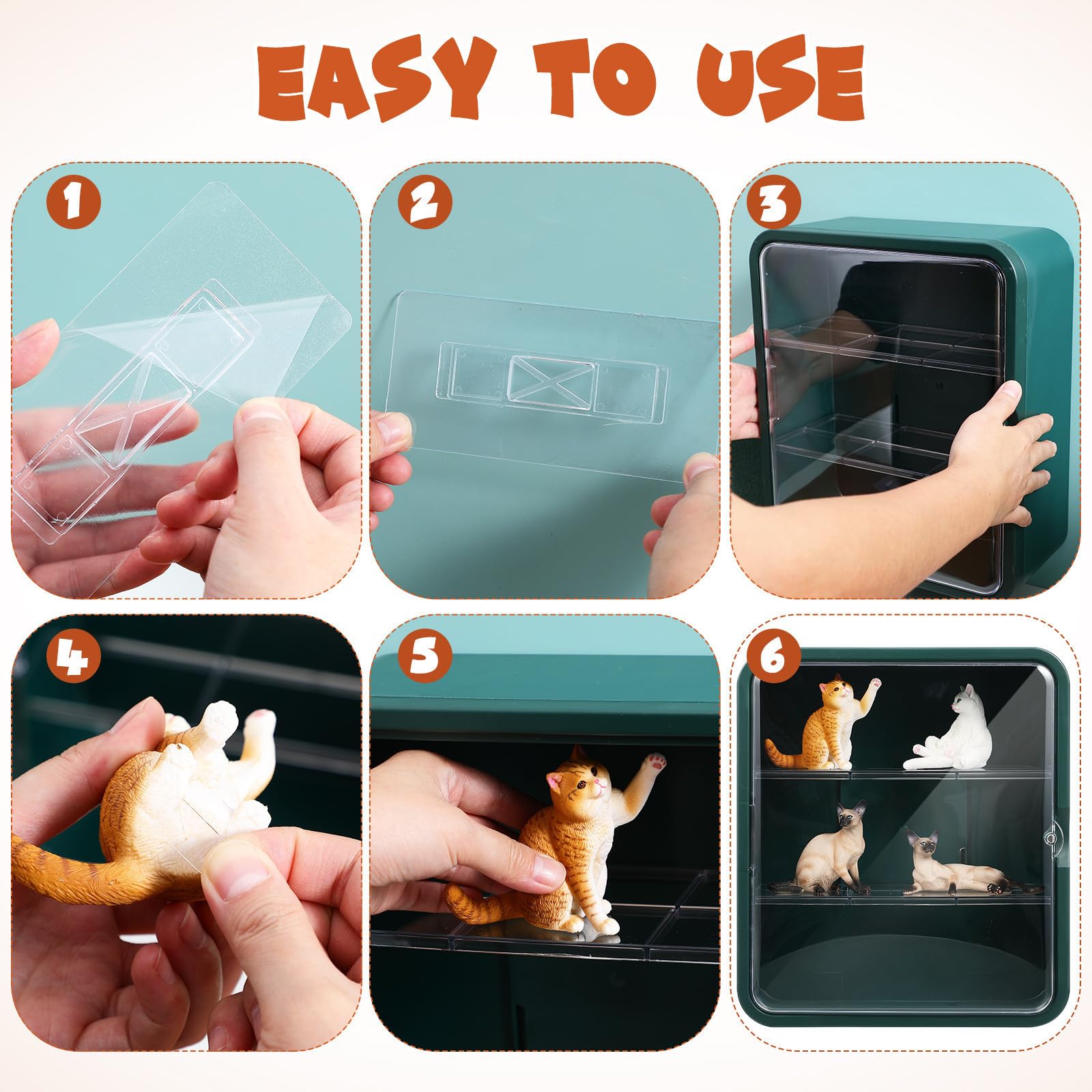 Vitrina para Figuras de Plástico Verde Estantes Ajustables