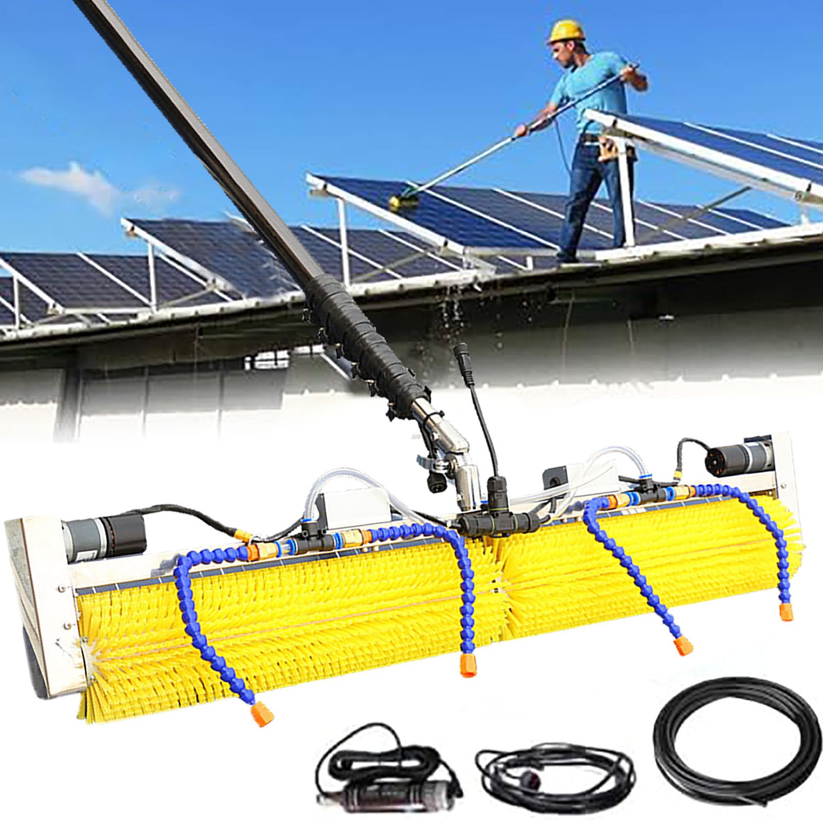 AYCDL Solar Panel Cleaning Kit with Telescopic Brush & Water Fed Pole, Extendable for Easy Reach, Ideal for Household & Outdoor Maintenance,8m
