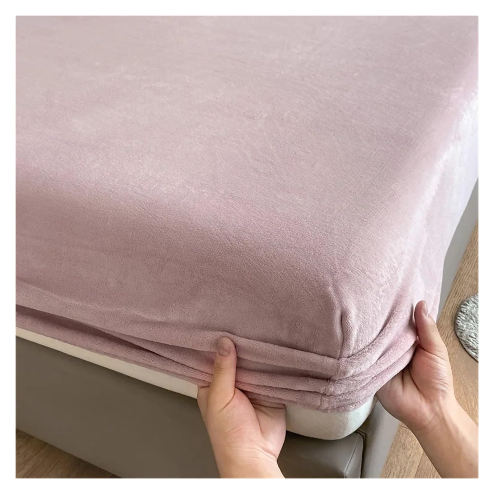 Sábana bajera de franela de franela, suave y cómoda, funda de colchón de color sólido, cálida para invierno, de tela de terciopelo (color 4,90 x 190 x 20 cm, 1 unidad)
