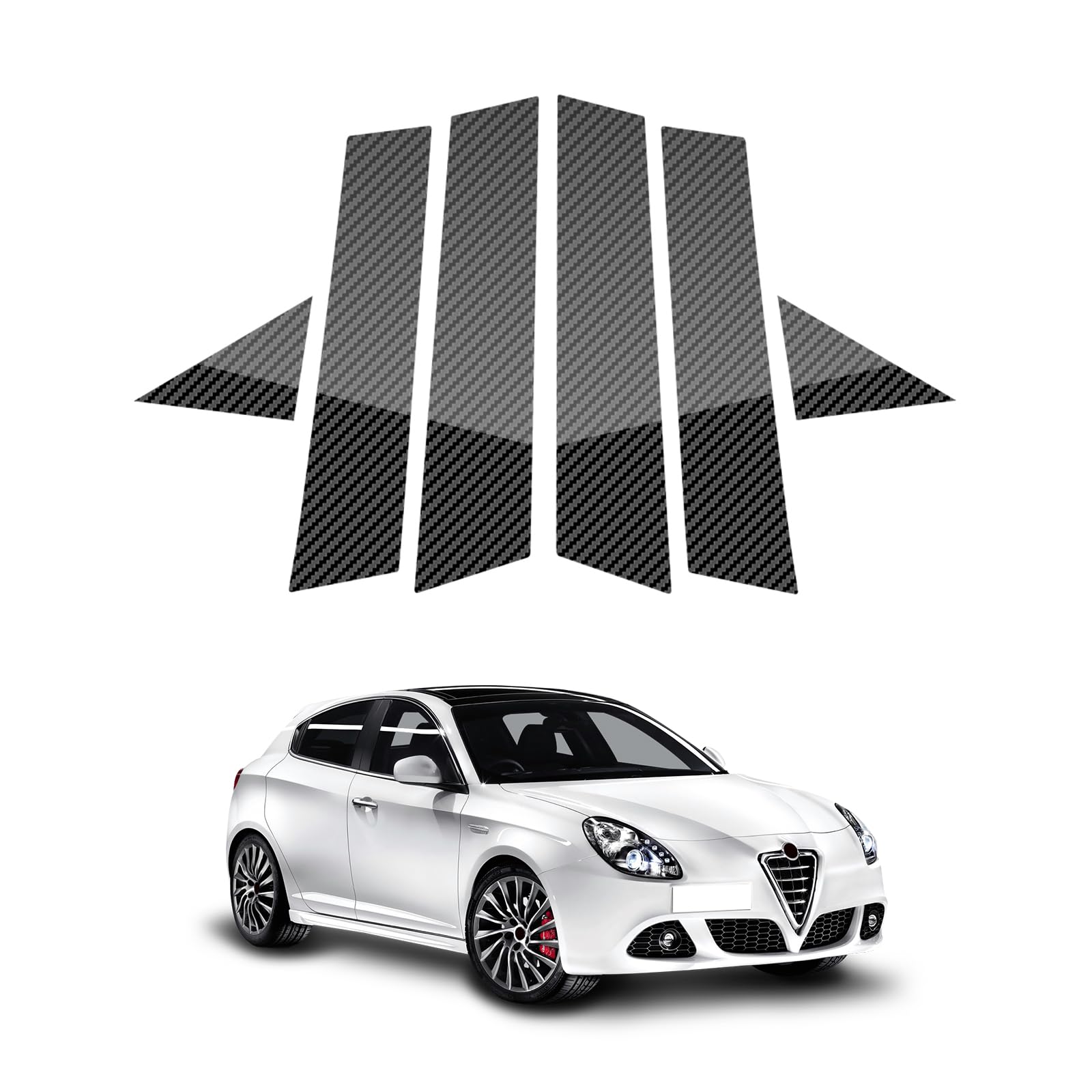 KUNGKIC Per Alfa Romeo Giulietta 2010-2020 B Colonna Copertura Auto Finestra Colonna Adesivo Decorativo Finestra B Colonna Adesivi Accessori 6 Pezzi (Modello In Fibra Di Carbonio)