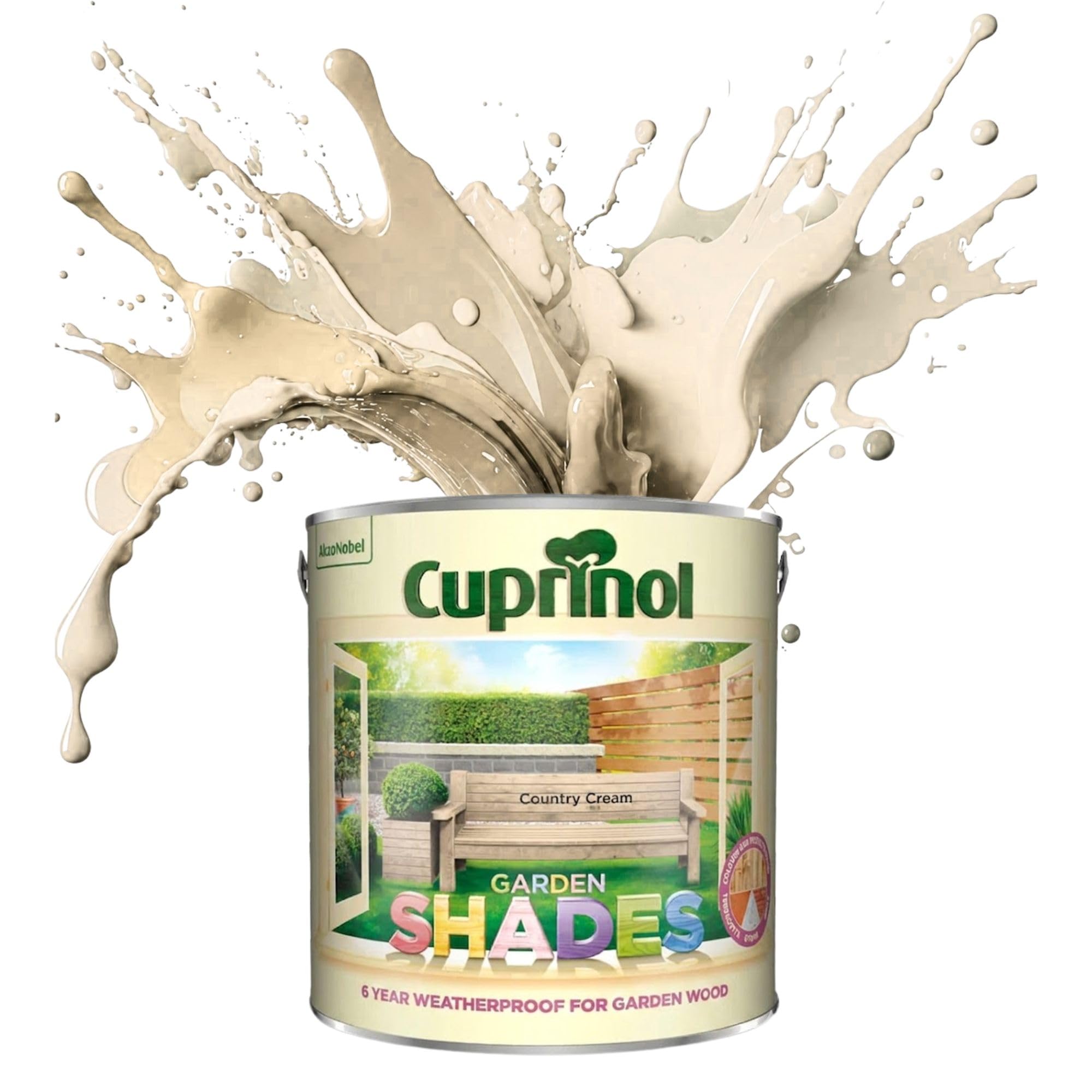 ARUUJ Garden Shades Country Cream, 1 Liter Fence Paint, Outdoor Wood Paint for Sheds, Gardens Furniture, Trellis Fence & Exterior Wood, Water Based Matt Finish, Weather Resistant