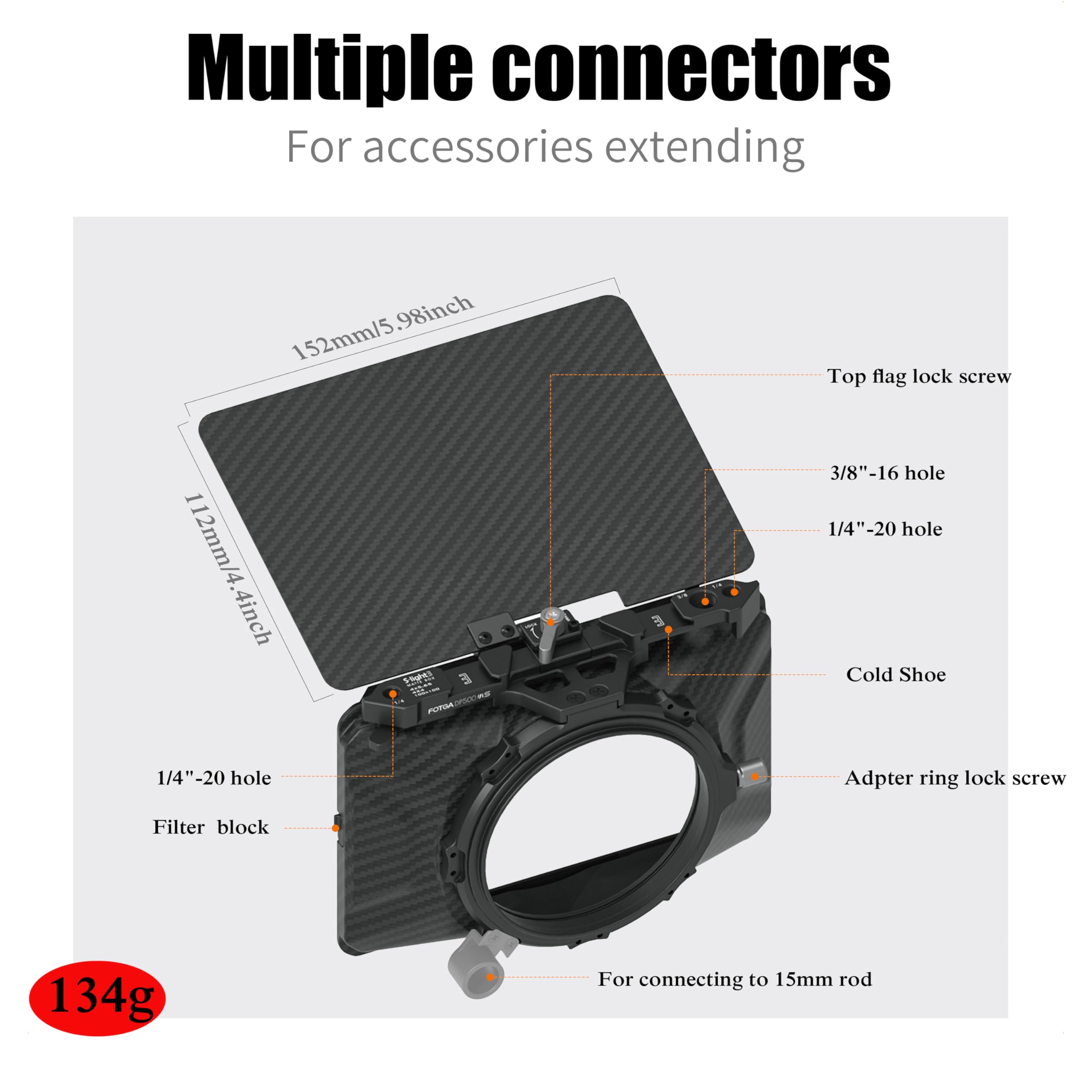 Fotga Mini caja mate ligera con bandera superior de fibra de cabina para cámara DSLR, soporta filtro cuadrado de 4 x 4 / 4 x 5.65 y circular de 52 mm/55 mm/58 mm/62 mm/67 mm/72 mm/77 mm/82 mm ND UV