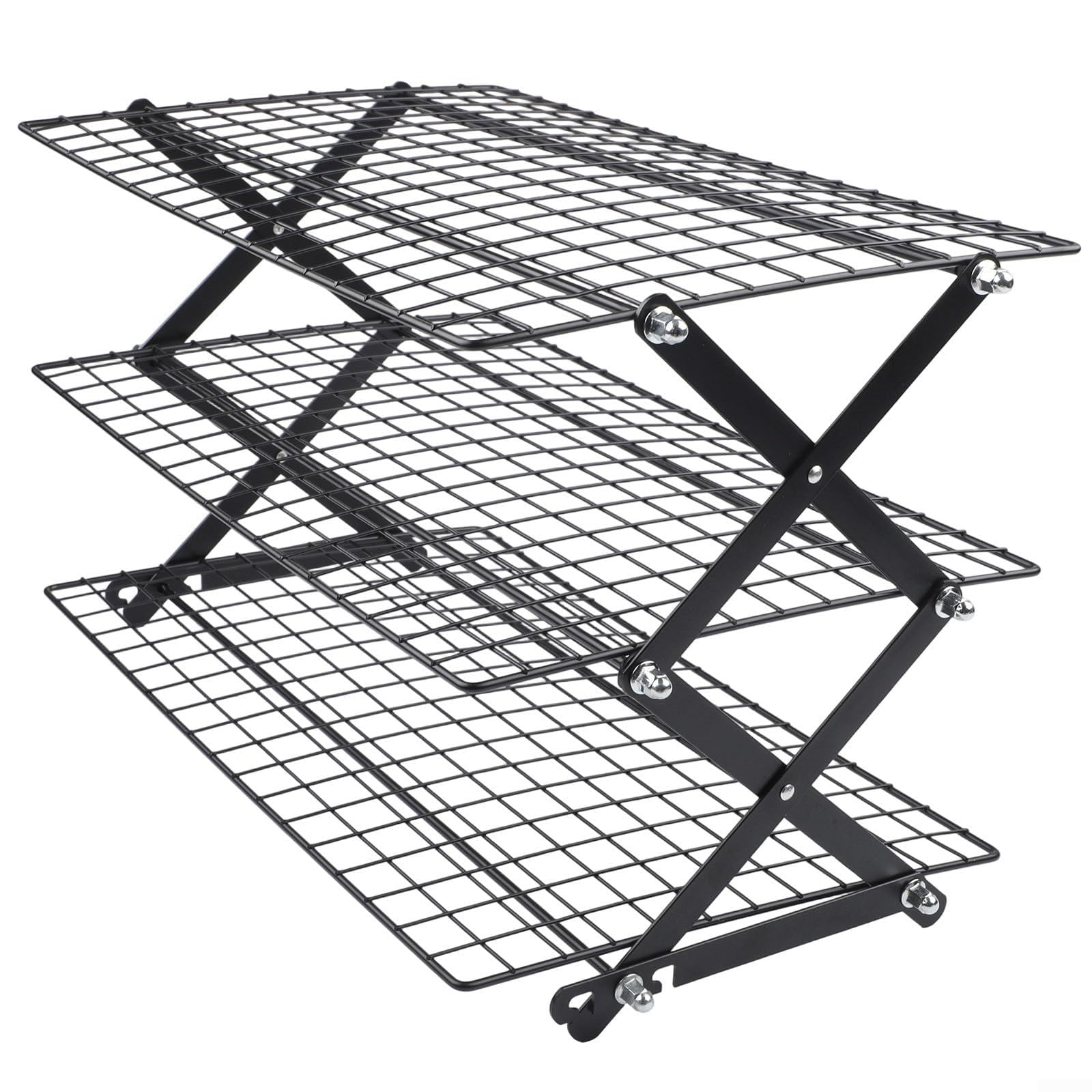 Estante de enfriamiento plegable para hornear, estante plegable para asar, estante de alambre apilable para galletas, pasteles, magdalenas, rejilla de hierro para hornear (tres capas)