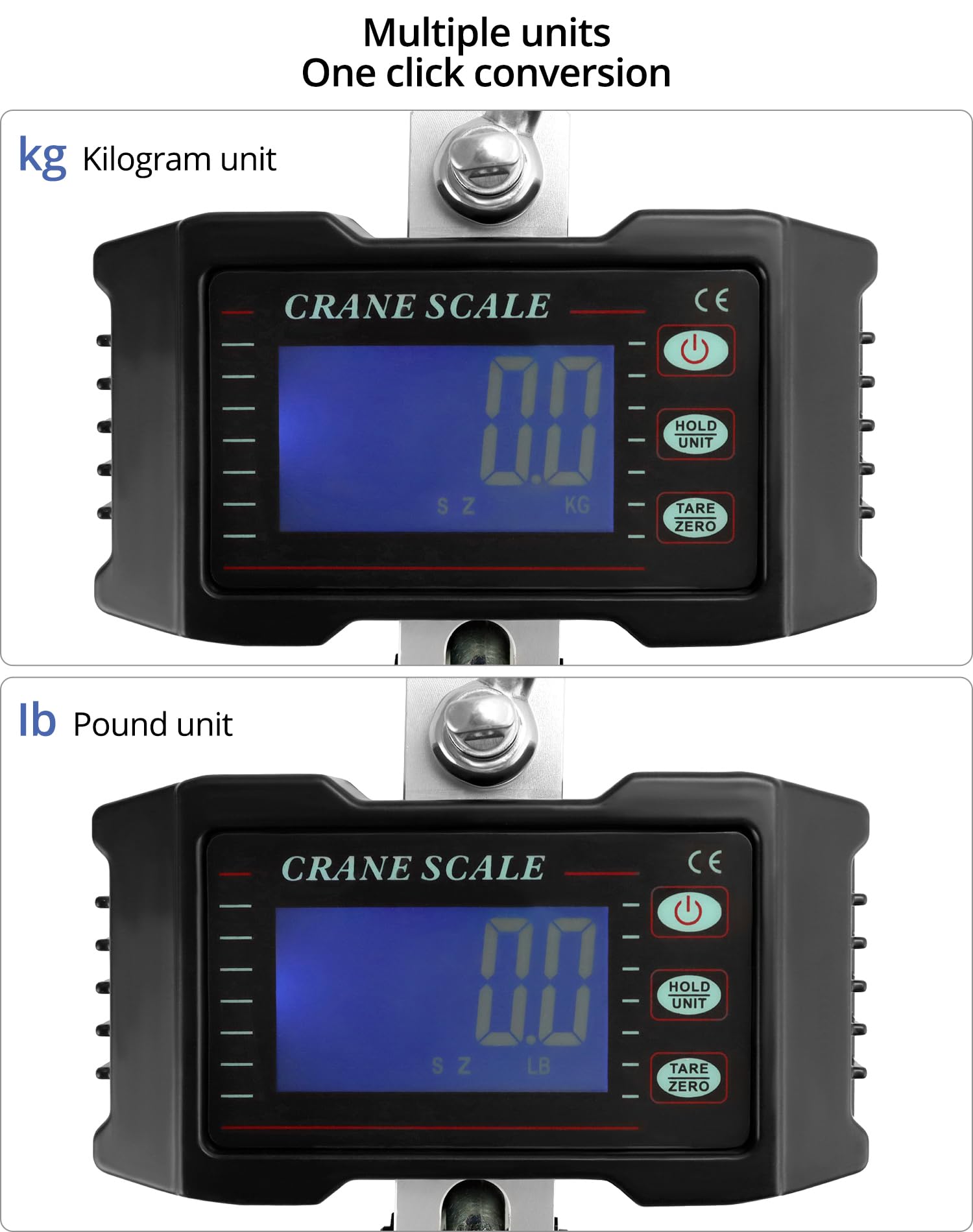 QWORK® Digitale Hängewaage, 1000 kg, Digitale Aluminium-Kranwaage, Zum Wharf-Wiegen, Stahlrohstoffe, Angeln