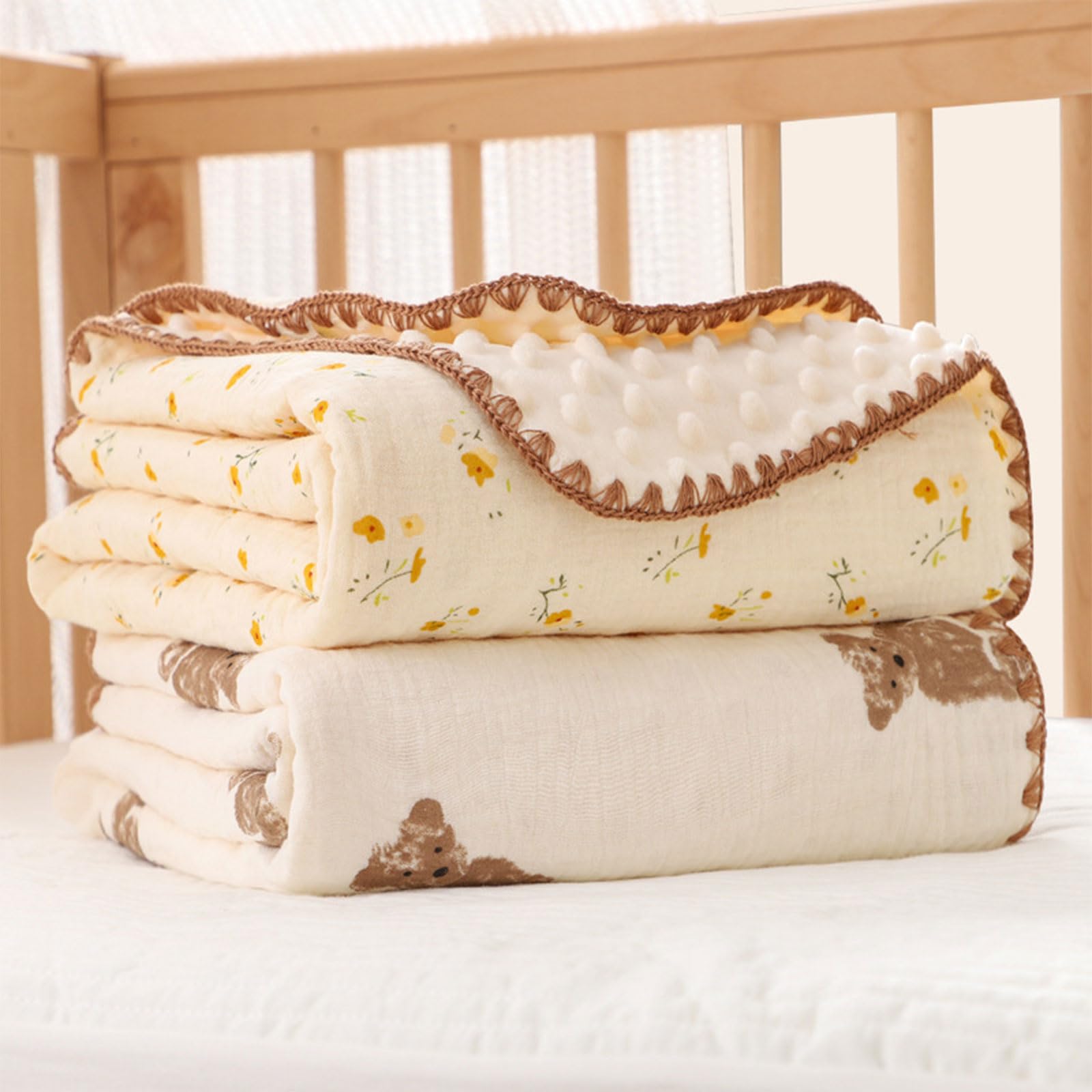Coperta per neonati e bambini, morbida, in mussola di cotone, traspirante, per allattamento, 100 x 140 cm