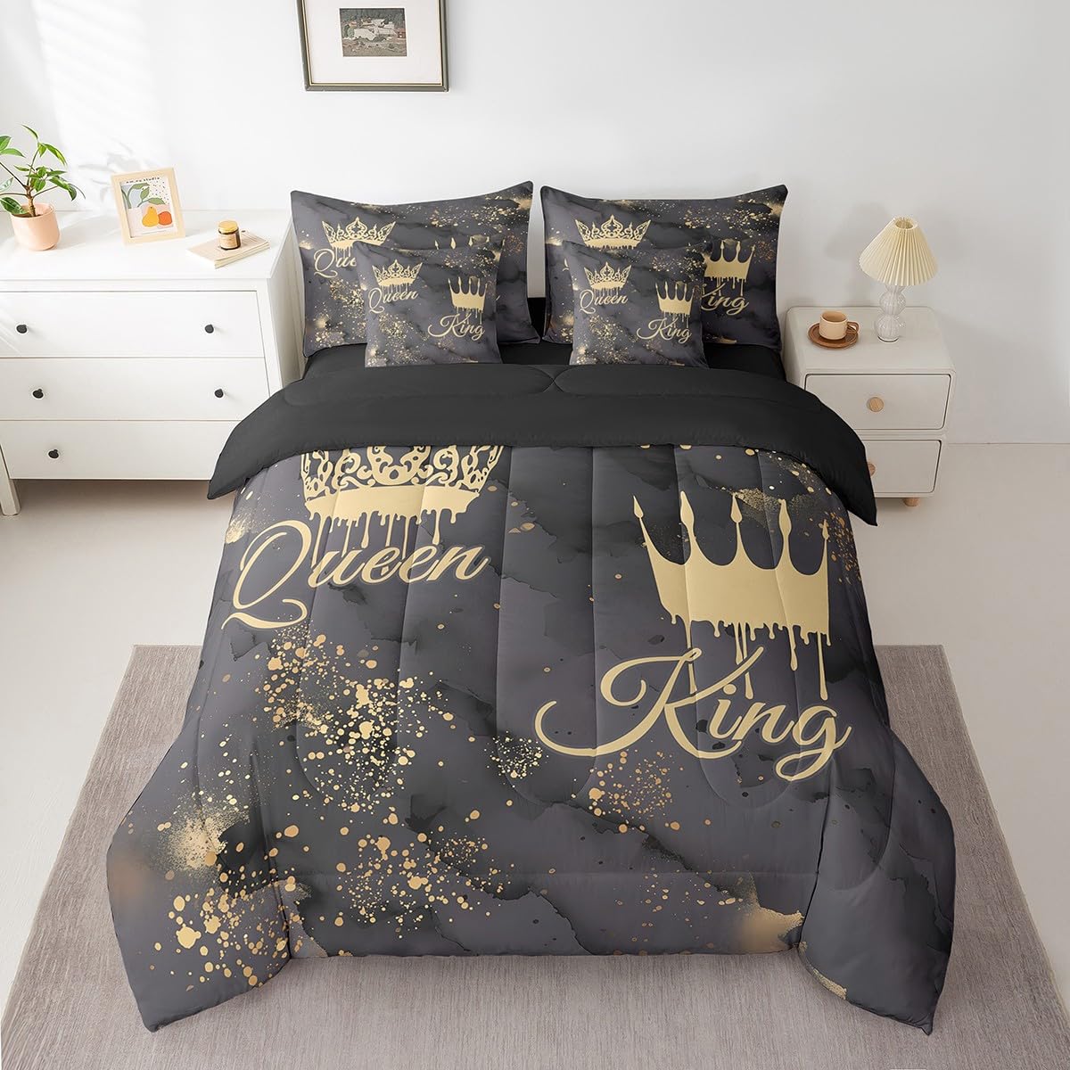 Feelyou Red & Black Geometric Bedding Set -16