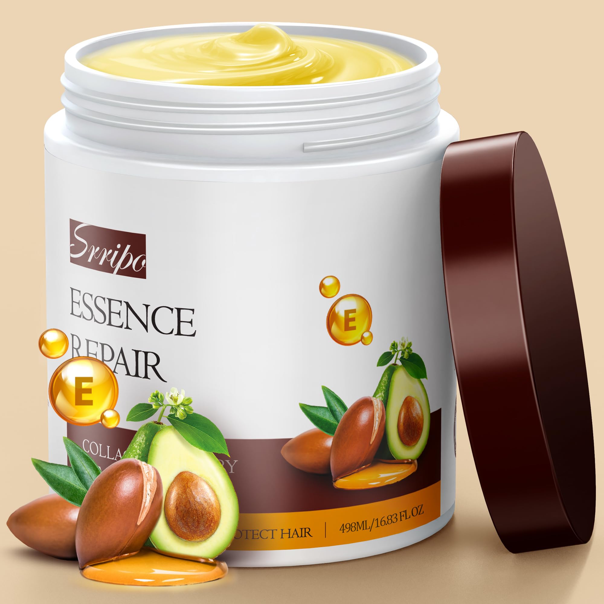 Collagen Hair Mask for Deep Conditioning, Keratin Hair Treatment with 4 Hydrolyzed Proteins, Moroccan & Avocado Oils Conditioner for Nourish, Calendula Gentian Extracts Care Dry & Damaged Hair