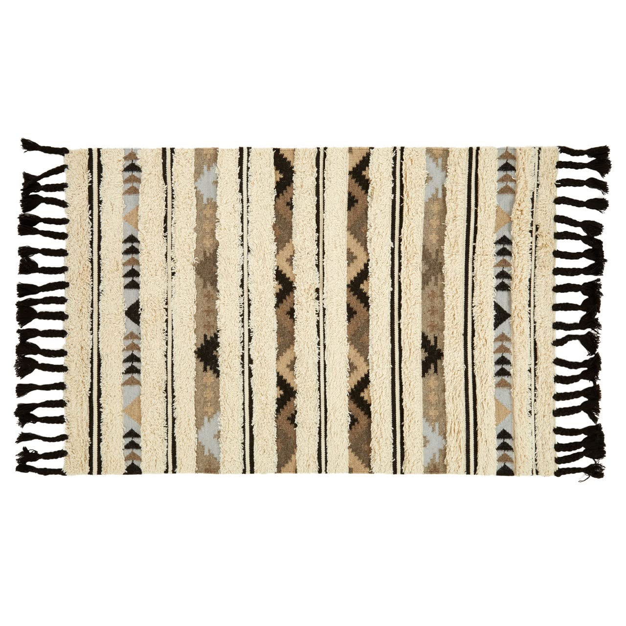 Interiors by PH Small Tribal Rug - Cream - Wool/Cotton Mix - Handcrafted