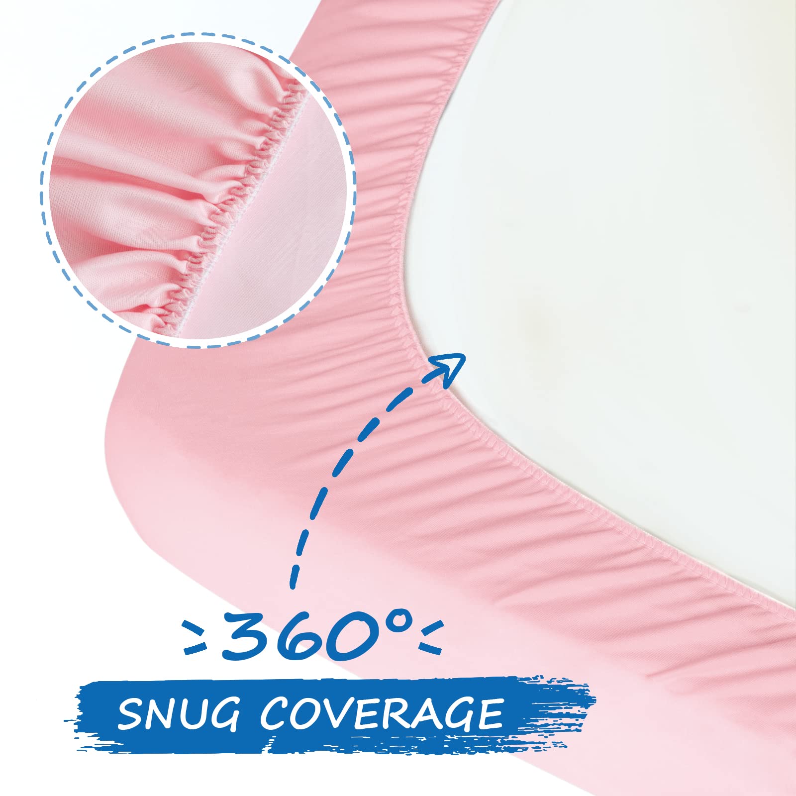 Juego de 2 sábanas bajeras para cuna (71 x 132 x 20 cm) para colchón estándar de cuna para niños pequeños, sábanas de microfibra suave transpirable para niños y niñas, azul y rosa